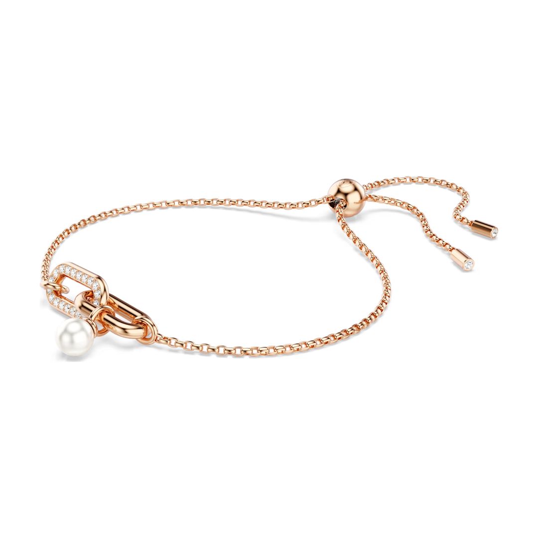 Swarovski Constella rannekoru, ruusukullanväri, kirkkaat kristallit ja valkoinen helmi, 5728588