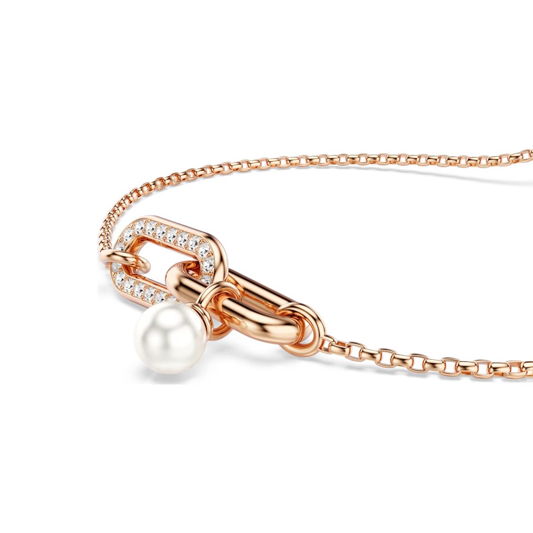 Swarovski Constella rannekoru, ruusukullanväri, kirkkaat kristallit ja valkoinen helmi, 5728588