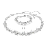 Swarovski Constella, setti, kaulakoru, rannekoru ja korvakorut, vaalea metalli ja kirkkaat kristallit 5738285