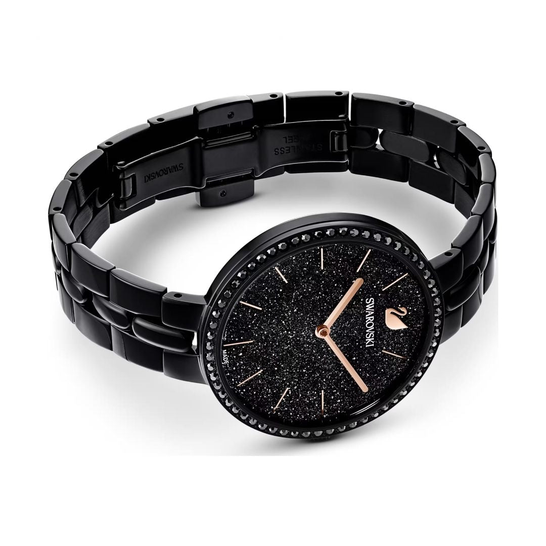 Swarovski Cosmopolitan rannekello, musta ja mustat kristallit, 5547646