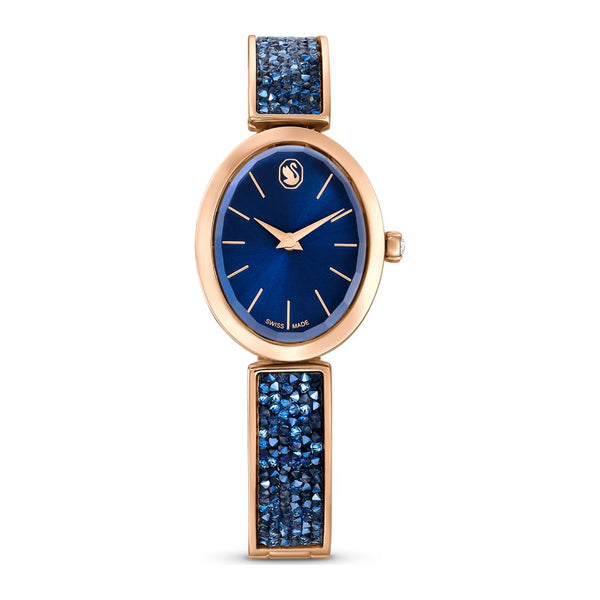 Swarovski Crystal Rock Oval Watch, Rose Gold-Tone and Blue Crystals, 5