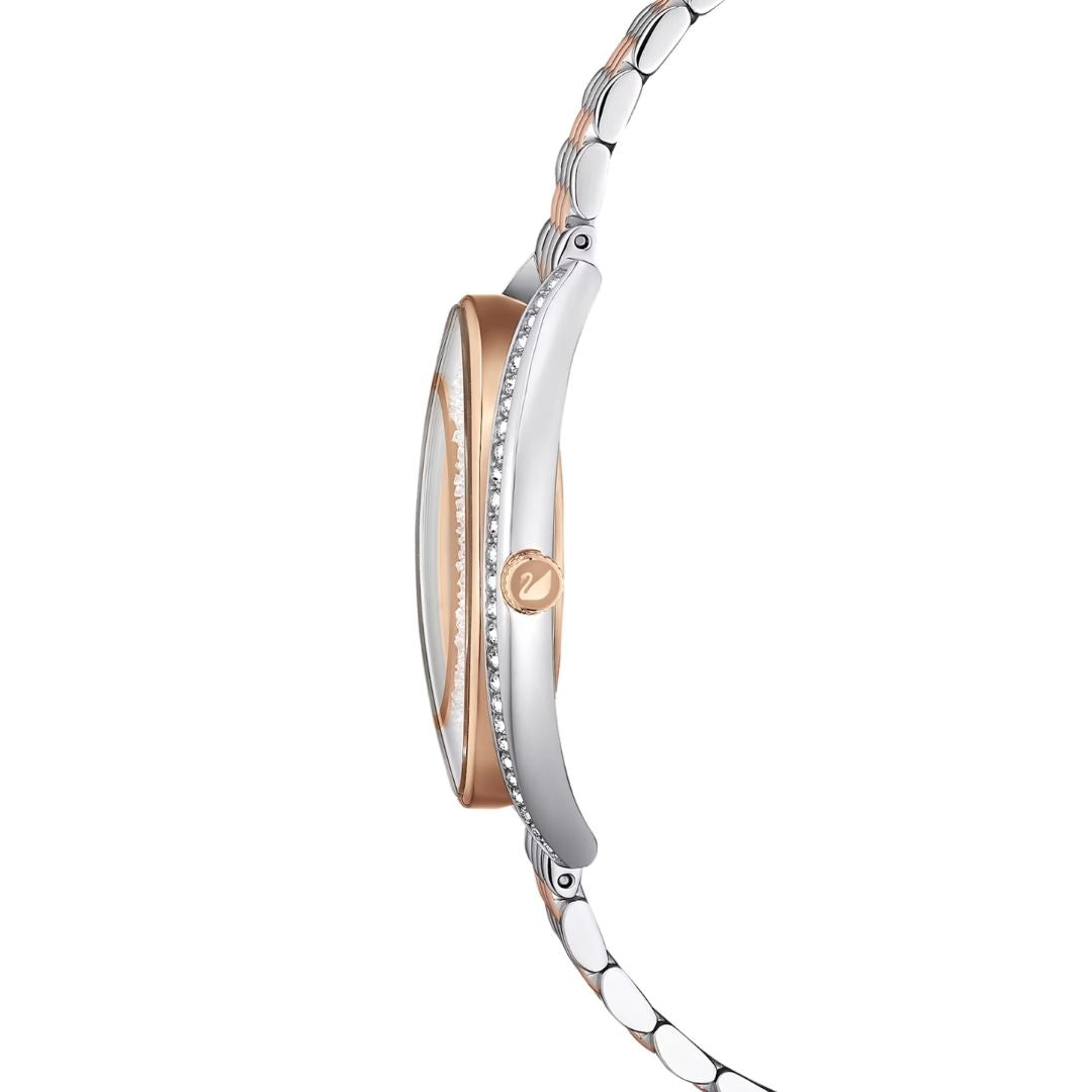 Swarovski Crystalline aura rannekello, ruusukullanväri, hopeanväri ja kirkkaat kristallit, 5644075