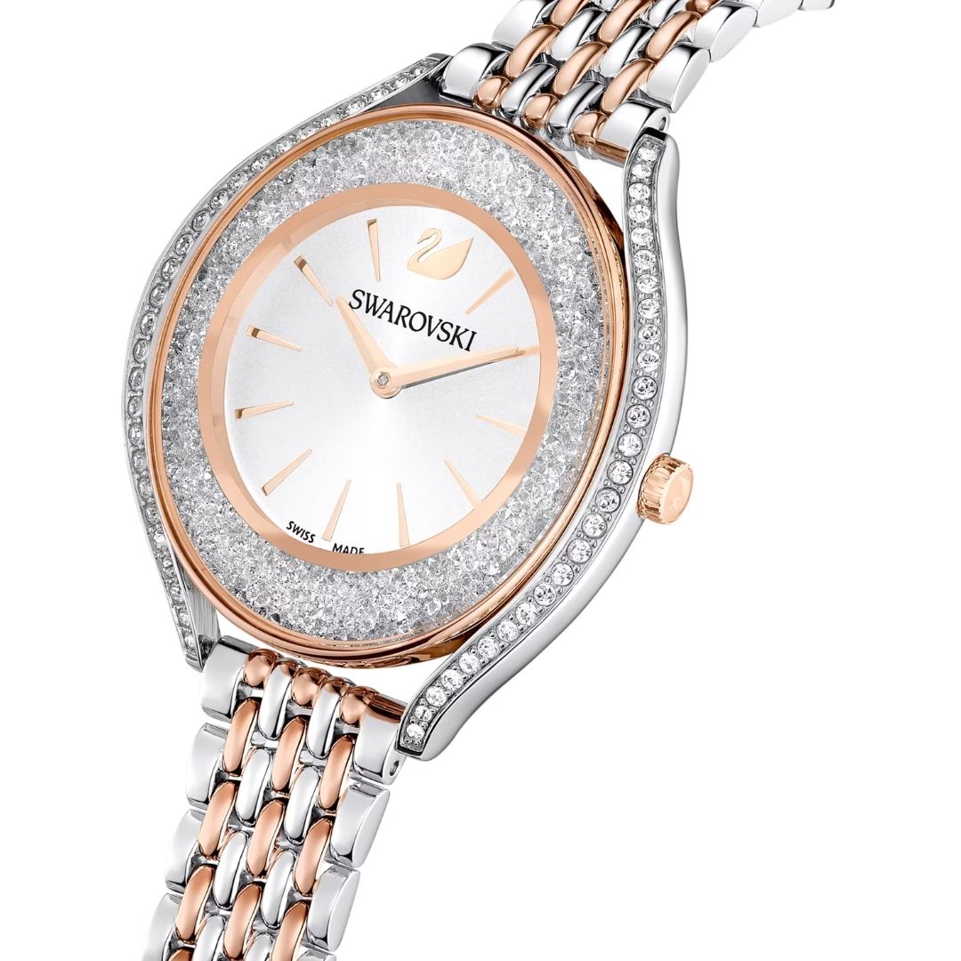 Swarovski Crystalline aura rannekello, ruusukullanväri, hopeanväri ja kirkkaat kristallit, 5644075