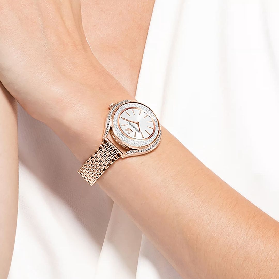 Swarovski Crystalline aura rannekello, ruusukullanväri ja kirkkaat kristallit, 5519459