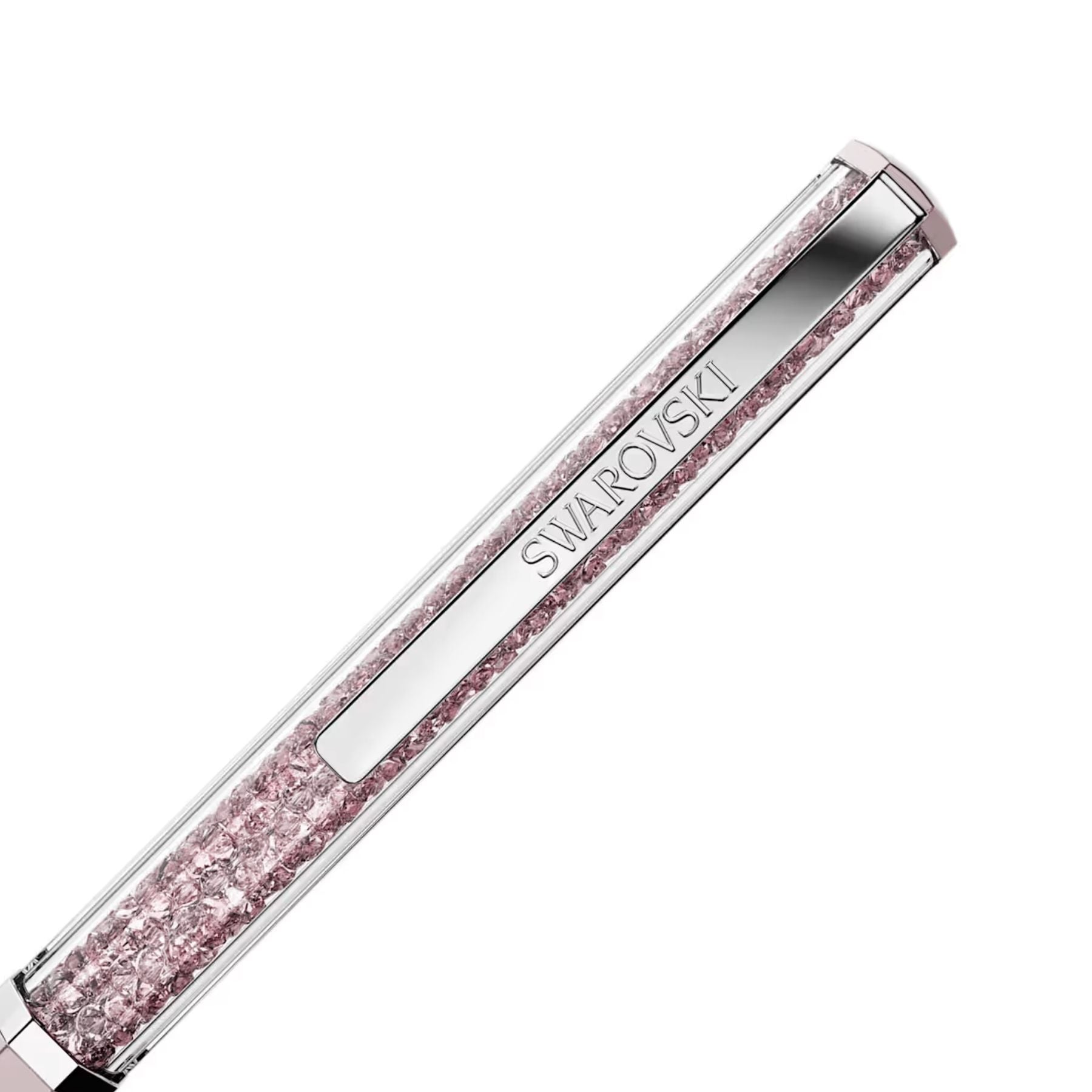 Swarovski Crystalline vaaleanpunainen kuulakärkikynä, jota koristavat säihkyvät vaaleanpunaiset kristallit ja krominsävyiset yksityiskohdat