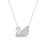 Swarovski Dancing Swan riipus, vaalea metalli ja kirkkaat kristallit 5514421