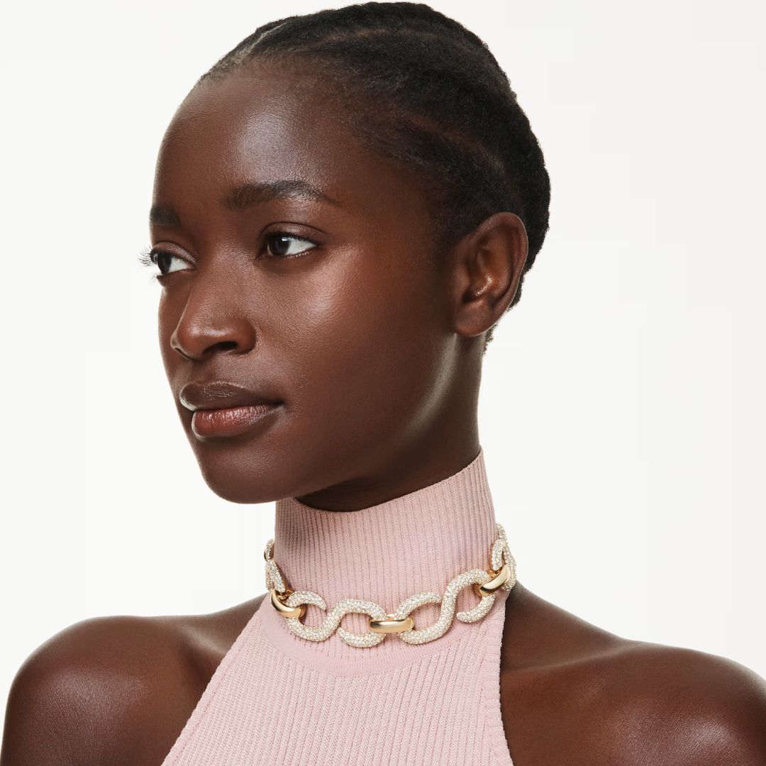 Swarovski Dextera Choker kaulakoru, keltakullattu ja kirkkaat kristallit, 5741788
