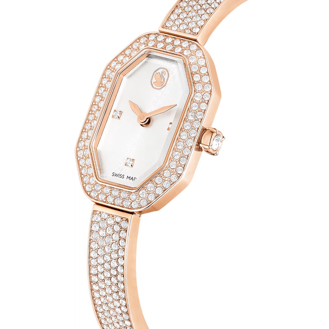Swarovski Dextera Bangle Watch, Rose Gold Color and White Crystals, 56