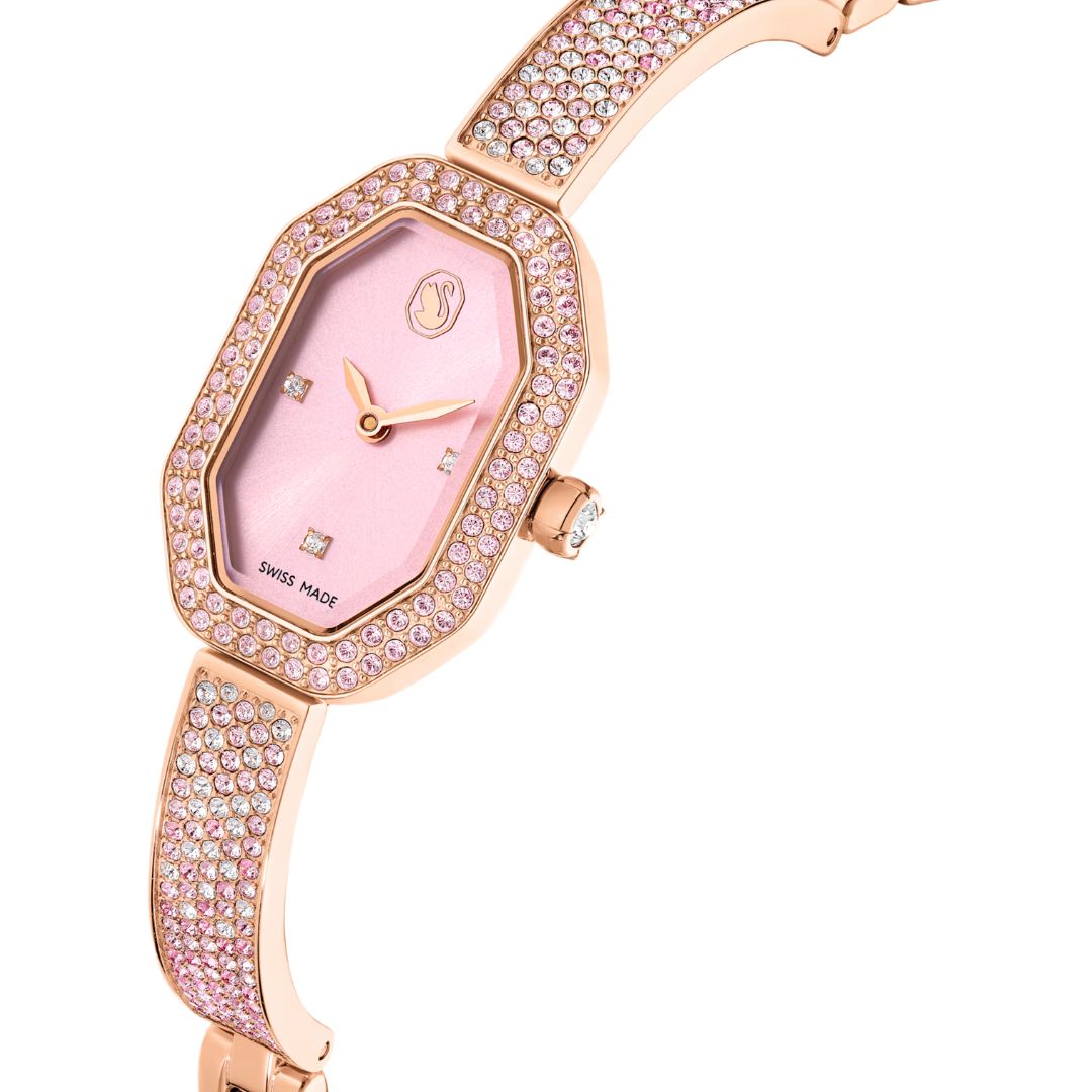 Swarovski Dextera bangle rannekello, ruusukullanväri ja vaaleanpunaiset kristallit, 5717588
