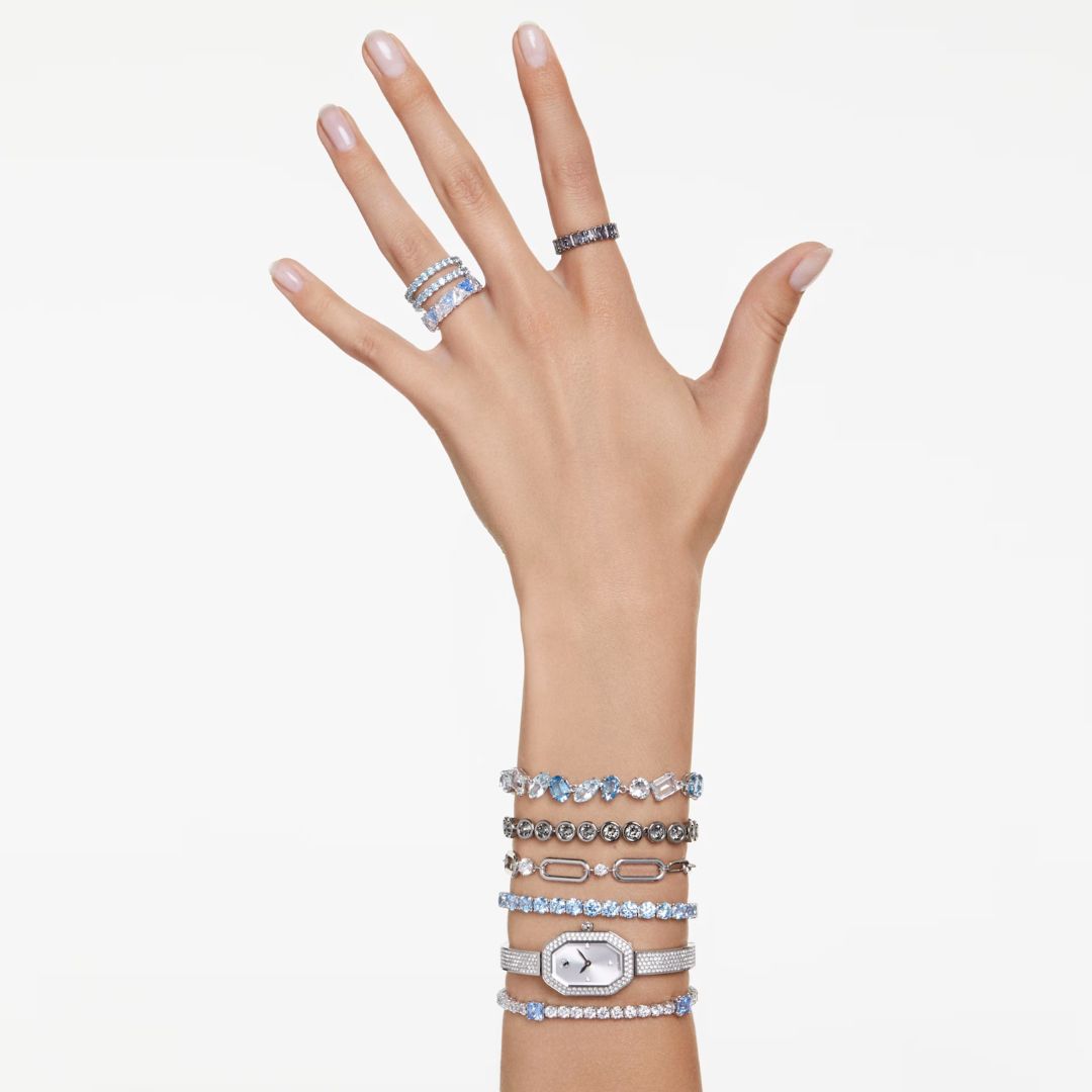 Swarovski Dextera bangle rannekello, vaalea metalli ja kirkkaat kristallit, 5672977