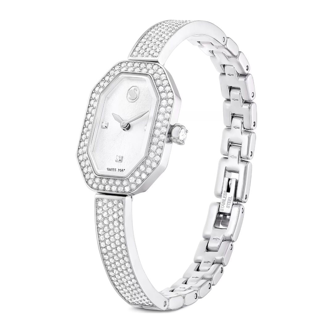 Swarovski Dextera bangle rannekello, vaalea metalli ja kirkkaat kristallit, 5672977