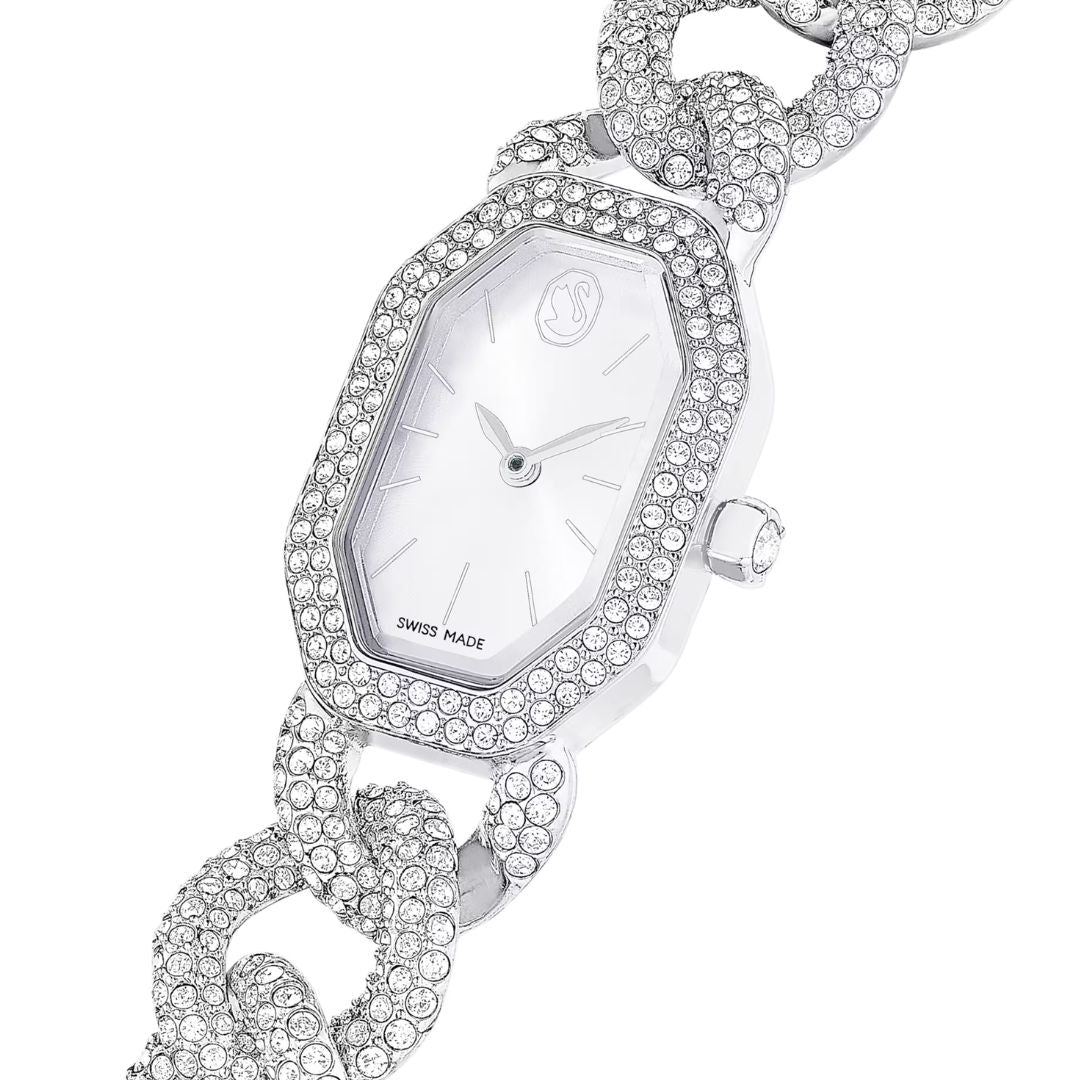 Swarovski Dextera chain rannekello, hopeanväri ja kirkkaat kristallit, 5668899