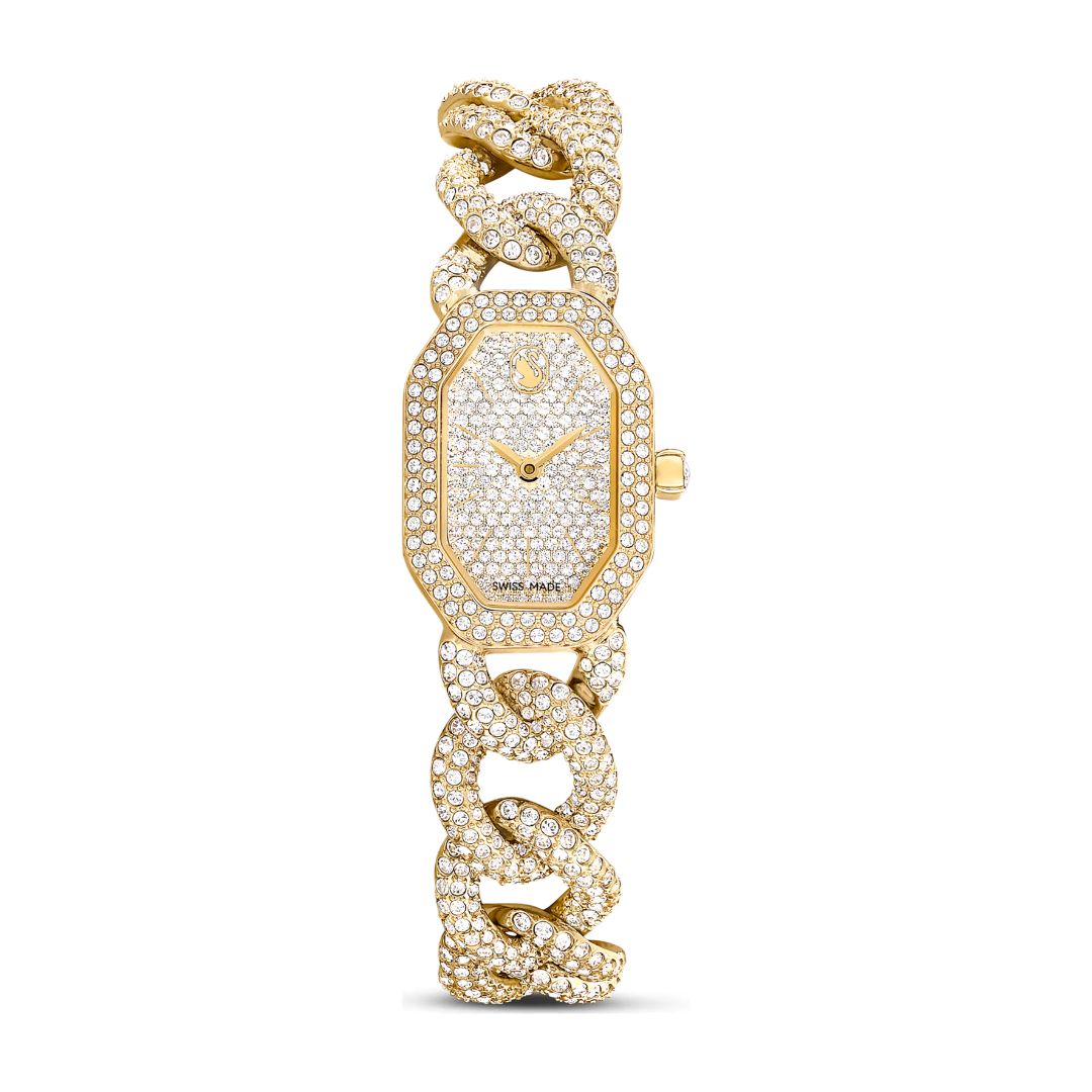 Swarovski Dextera Chain Watch, Yellow Gold-Tone and White Crystals, 56