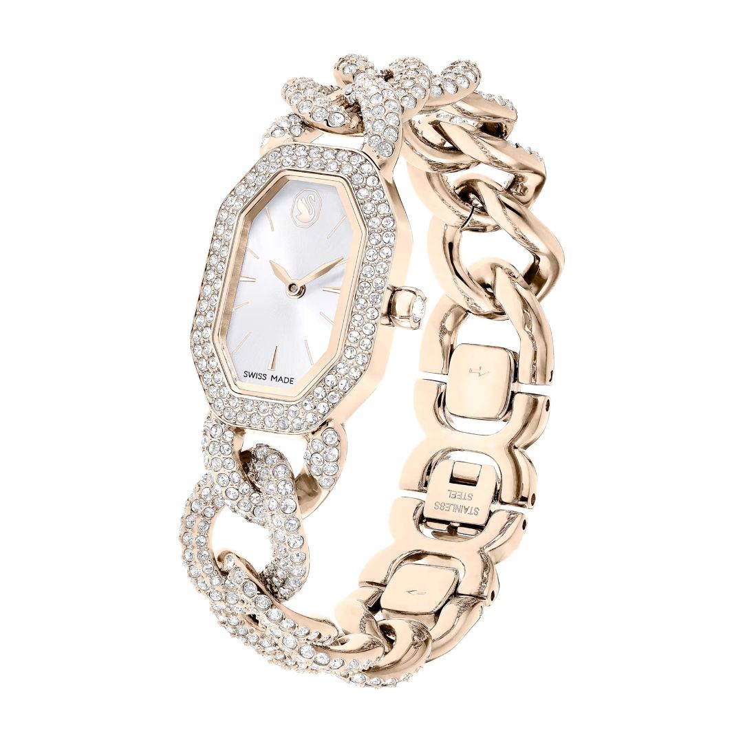 Swarovski Dextera Chain Watch, Champagne Gold-Tone and White Crystals,