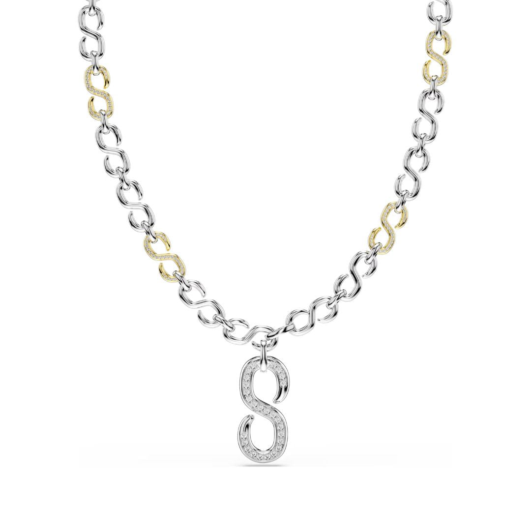 Swarovski Dextera Necklace, Gold Finish with White Crystals, 5743785
