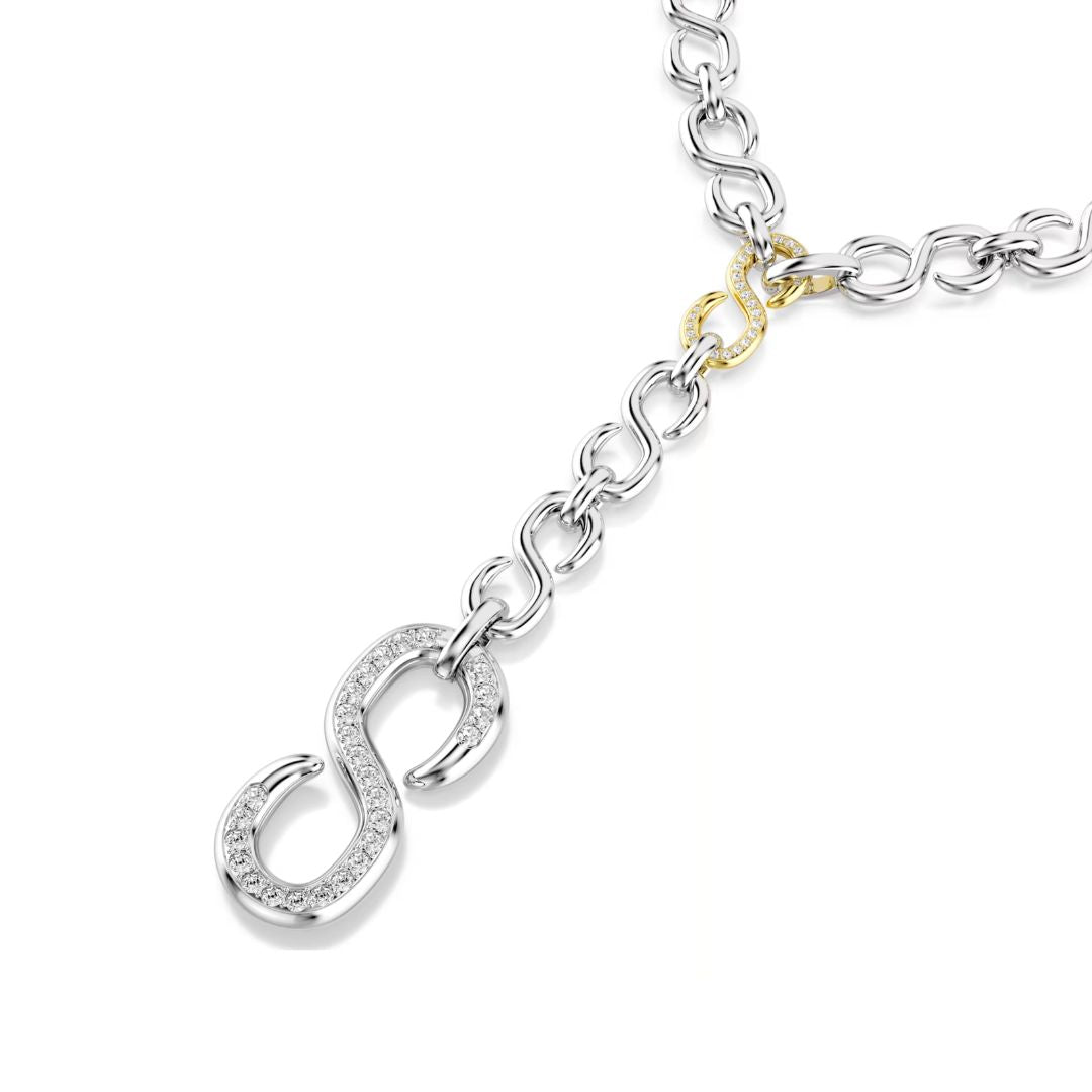 Swarovski Dextera Necklace, Gold Finish with White Crystals, 5743785