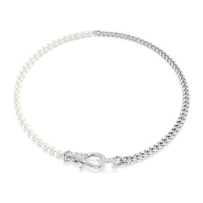 Swarovski Dextera kaulakoru, vaalea metalli kirkkailla kristalleilla ja valkoisilla helmillä 5689634