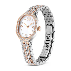 Swarovski Dextera octagon rannekello, hopeanväri, ruusukullanväri ja kirkkaat kristallit, 5715521