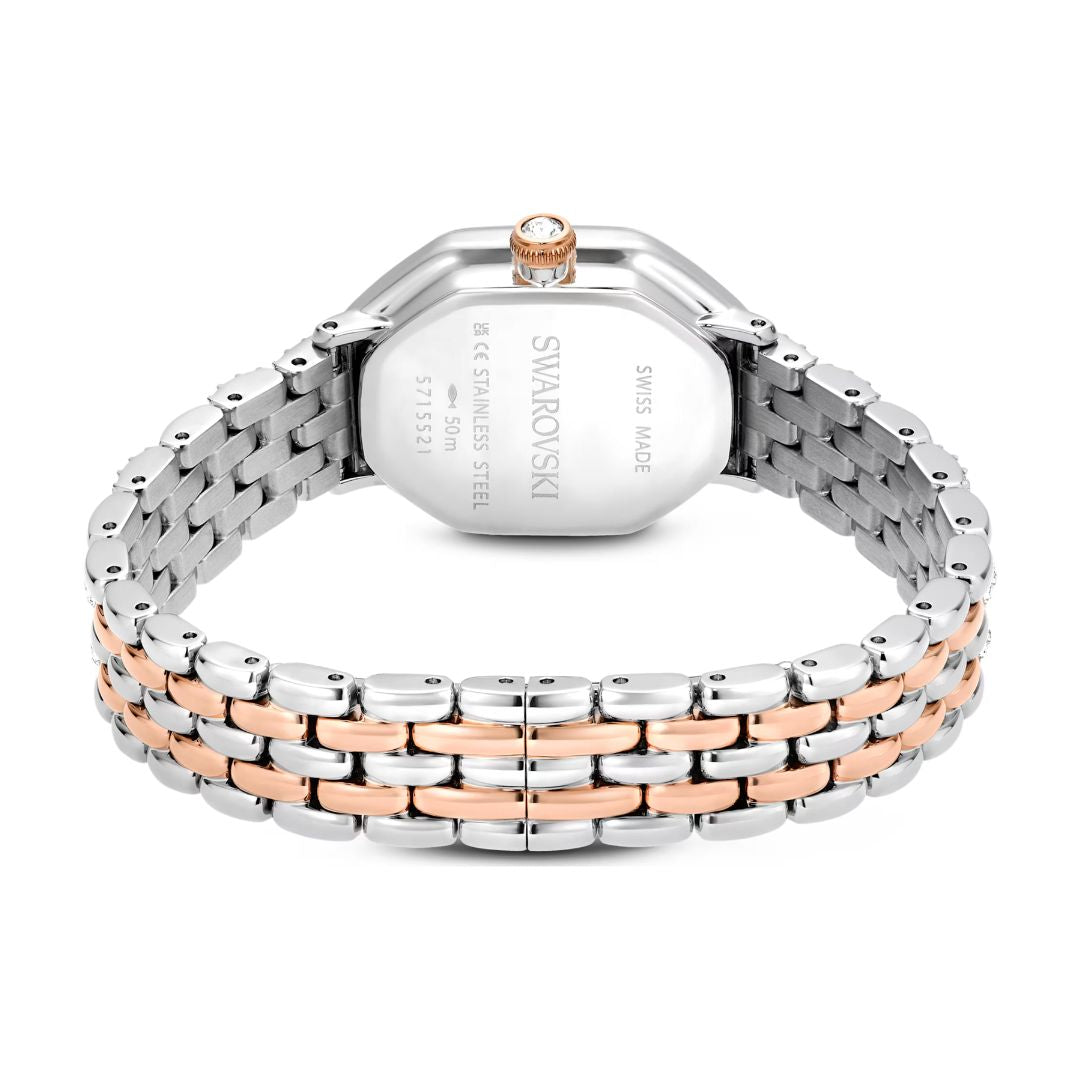 Swarovski Dextera octagon rannekello, hopeanväri, ruusukullanväri ja kirkkaat kristallit, 5715521