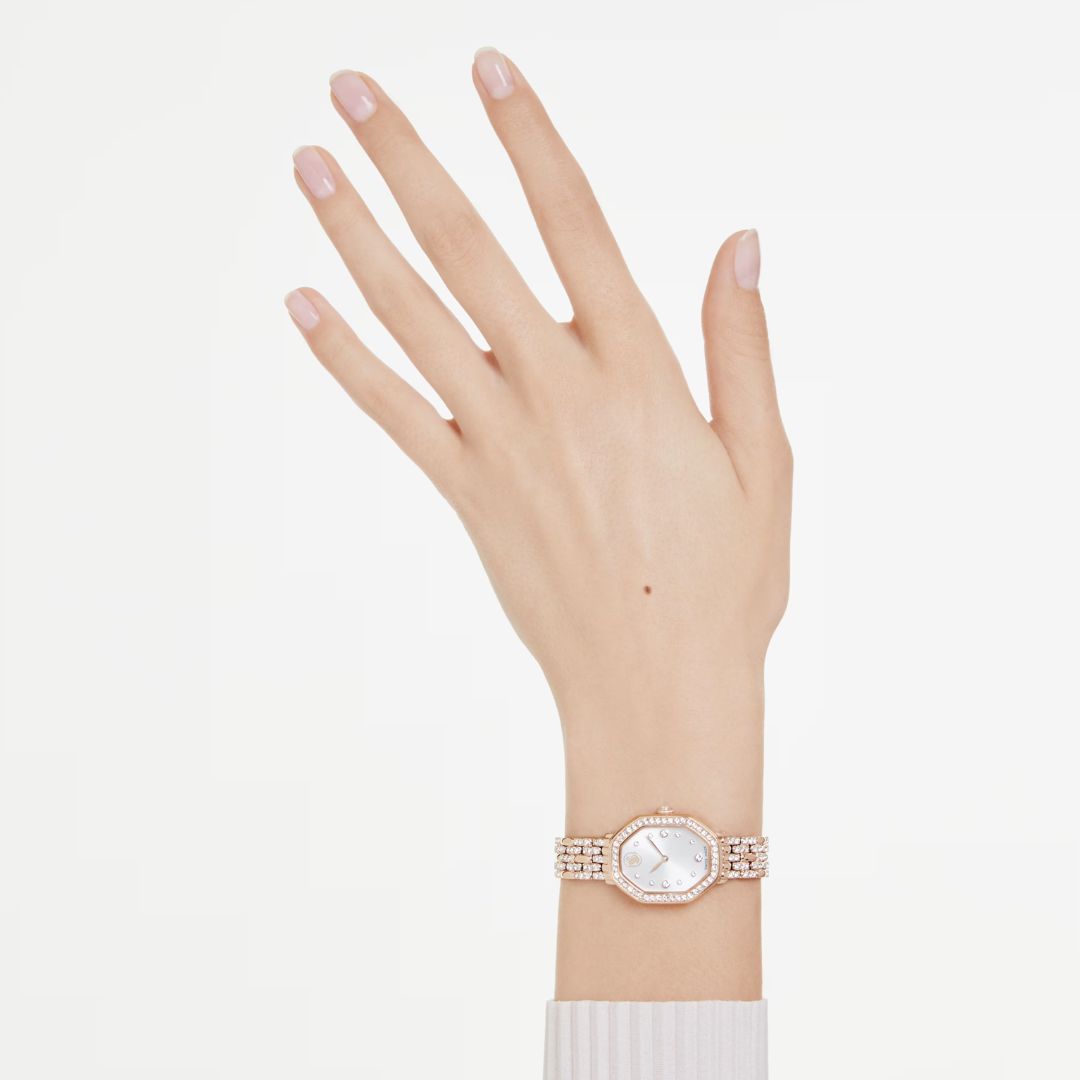 Swarovski Dextera Octagon Watch, Rose Gold Color and White Crystals, 5