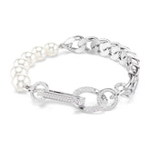 Swarovski Dextera rannekoru, vaalea metalli kirkkailla kristalleilla ja valkoisilla helmillä 5692743