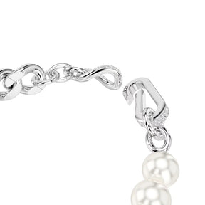 Swarovski Dextera rannekoru, vaalea metalli kirkkailla kristalleilla ja valkoisilla helmillä 5692743
