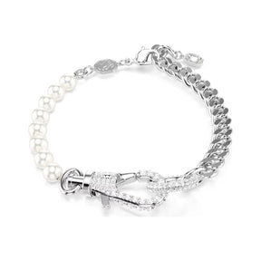 Swarovski Dextera rannekoru, vaalea metalli kirkkailla kristalleilla ja valkoisilla helmillä 5696256