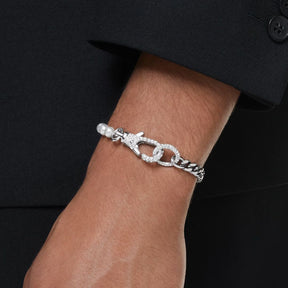 Swarovski Dextera rannekoru, vaalea metalli kirkkailla kristalleilla ja valkoisilla helmillä 5696256