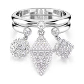 Swarovski Dextera sormus, vaalea metalli ja kirkkaat kristallit, 2 osaa