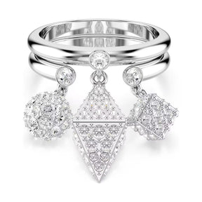 Swarovski Dextera sormus, vaalea metalli ja kirkkaat kristallit, 2 osaa
