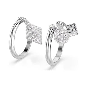 Swarovski Dextera sormus, vaalea metalli ja kirkkaat kristallit, 2 osaa