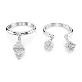 Swarovski Dextera sormus, vaalea metalli ja kirkkaat kristallit, 2 osaa
