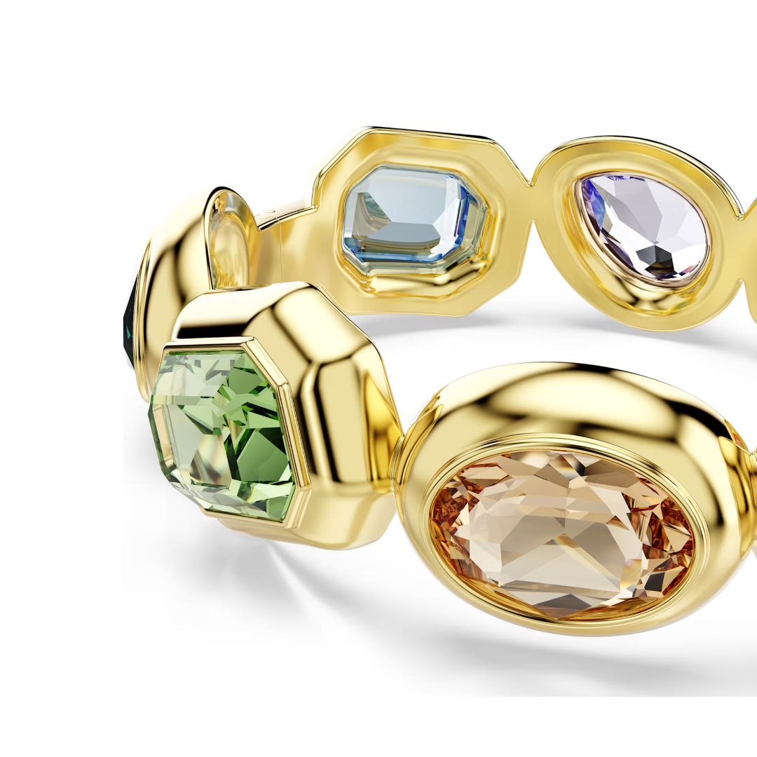 Swarovski Gema Cuff rannerengas, keltakullattu ja eriväriset kristallit