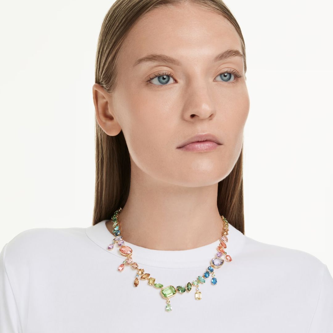 Swarovski Gema kaulakoru, keltakullattu ja eriväriset kristallit, 5737443
