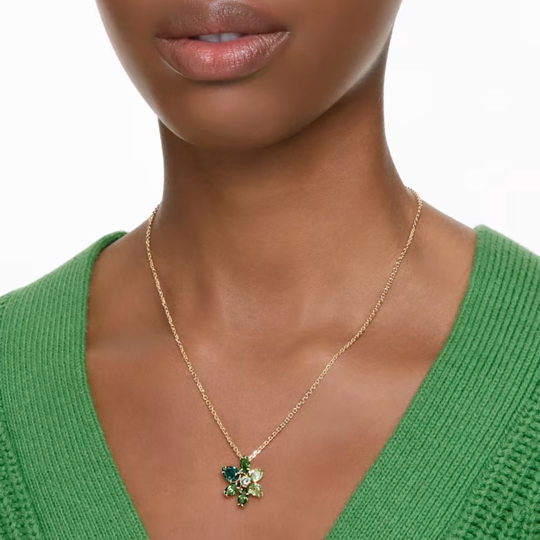 Swarovski Gema Pendant, Yellow Gold-Tone and Green Crystals 5658399