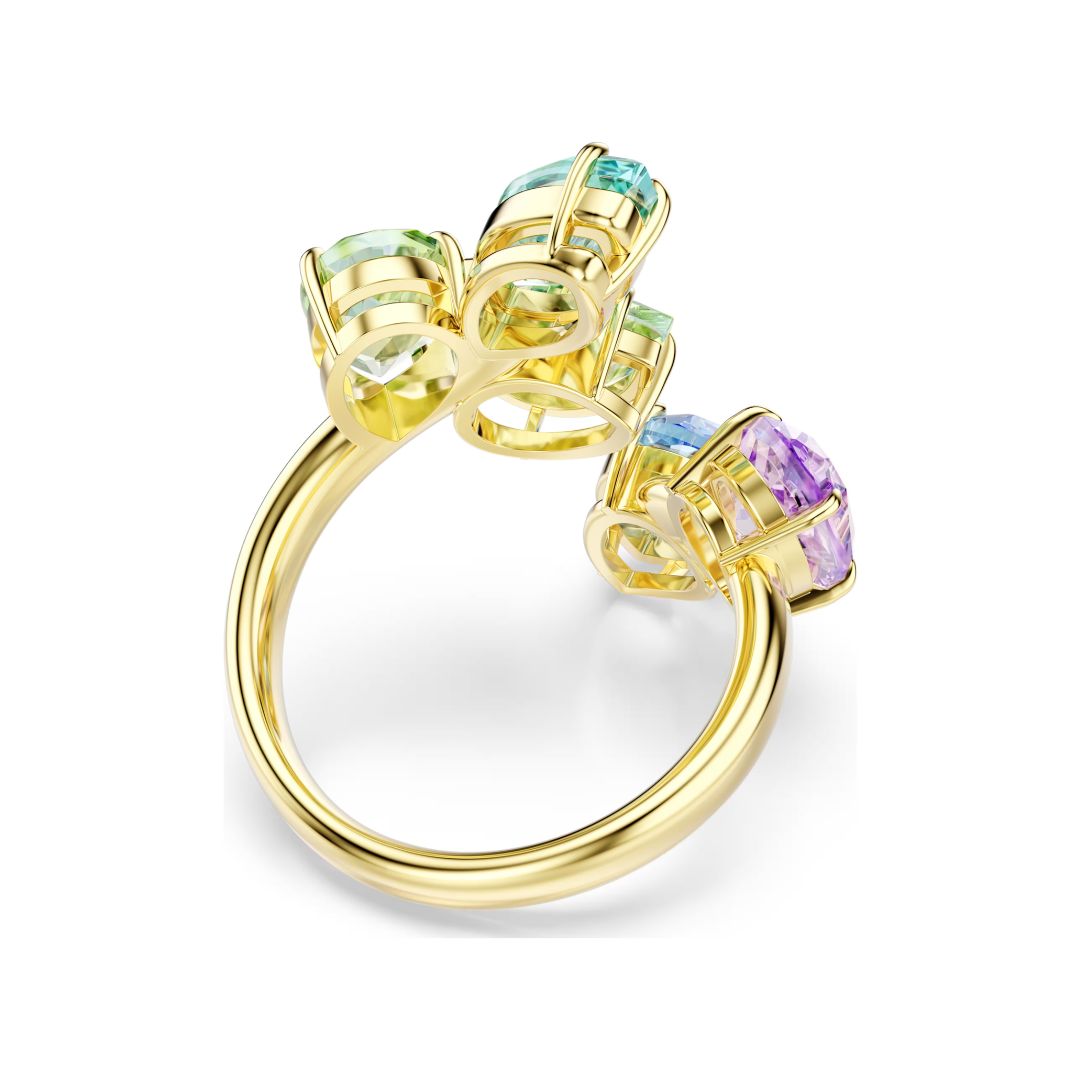 Swarovski Gema sormus, keltakullattu ja eriväriset kristallit