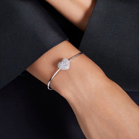 Swarovski Hyperbola Heart rannerengas, vaalea metalli ja kirkkaat kristallit, 5684385