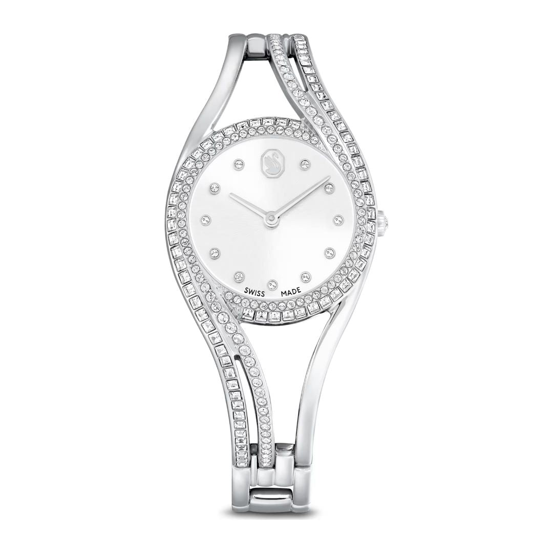 Swarovski Hyperbola bangle rannekello, hopeanväri ja kirkkaat kristallit, 5689432