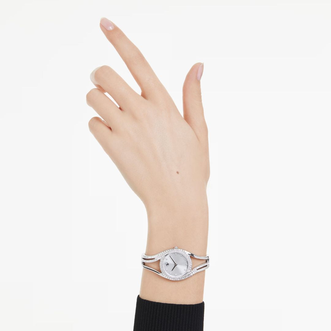 Swarovski Hyperbola bangle rannekello, hopeanväri ja kirkkaat kristallit, 5689432