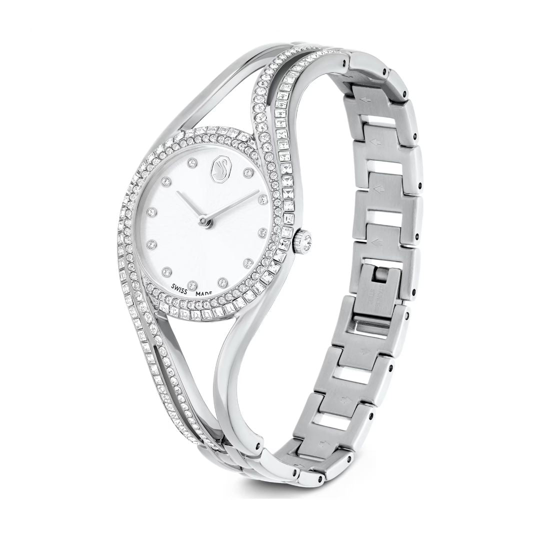 Swarovski Hyperbola bangle rannekello, hopeanväri ja kirkkaat kristallit, 5689432