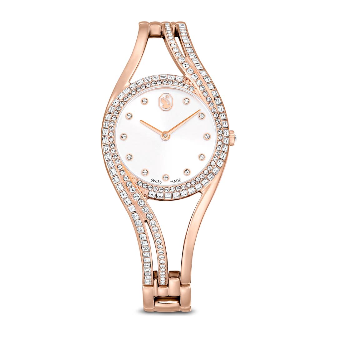 Swarovski Hyperbola bangle rannekello, ruusukullanväri ja kirkkaat kristallit, 5715465