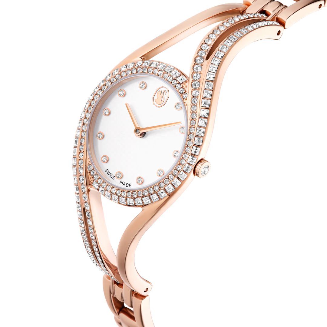 Swarovski Hyperbola bangle rannekello, ruusukullanväri ja kirkkaat kristallit, 5715465