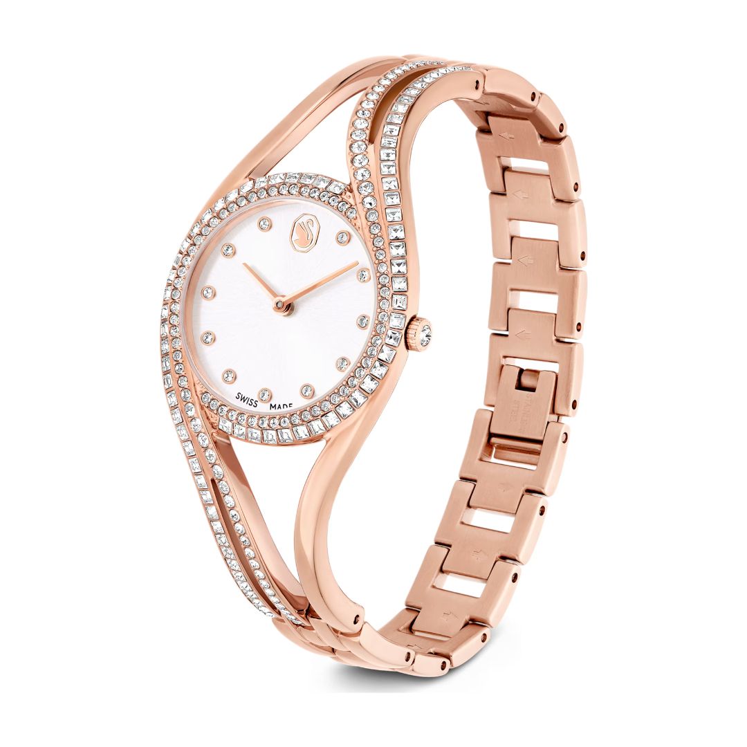 Swarovski Hyperbola bangle rannekello, ruusukullanväri ja kirkkaat kristallit, 5715465