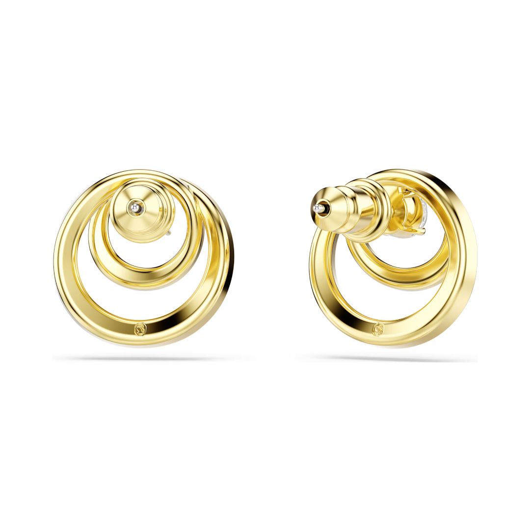 Swarovski Hyperbola Earrings, Gold Finish and White Zircons and Crysta