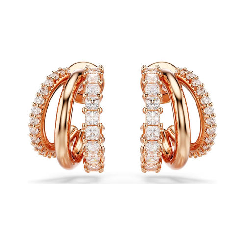 Swarovski Hyperbola Earrings, Rose Gold-Tone and White Crystals 569870