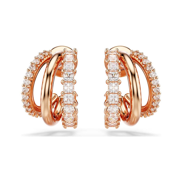 Swarovski Hyperbola Earrings, Rose Gold-Tone and White Crystals 569870