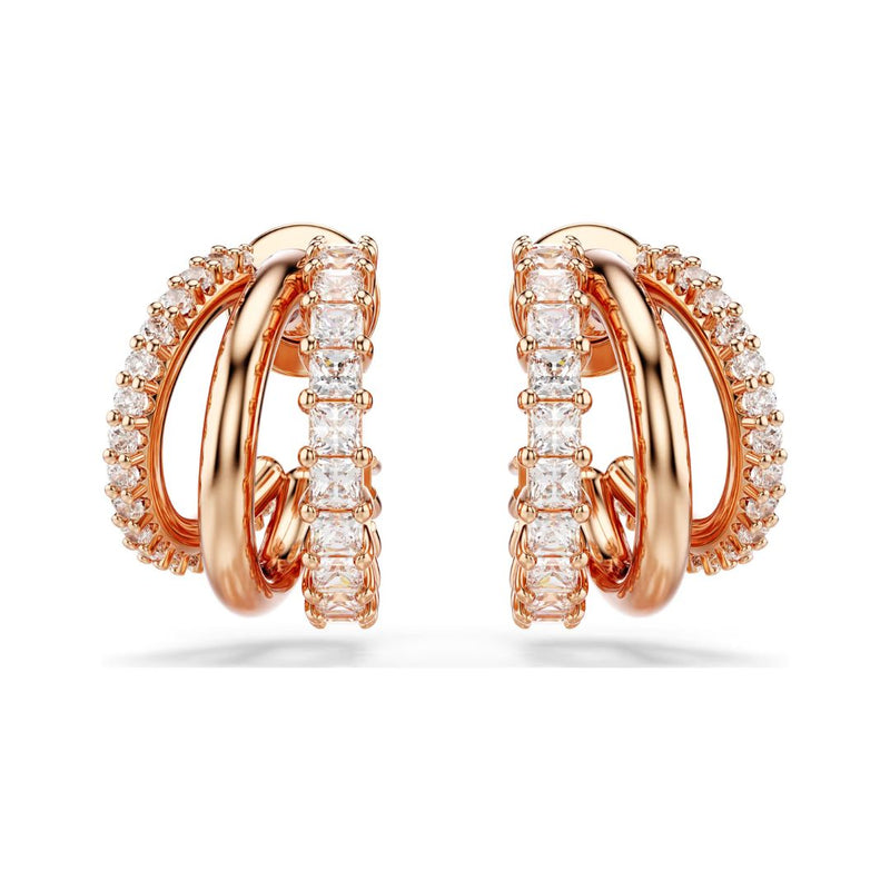 Swarovski Hyperbola Earrings, Rose Gold-Tone and White Crystals 569870