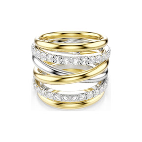 Swarovski Hyperbola sormus, 3 osaa, keltakullattu ja kirkkaat zirkoniat