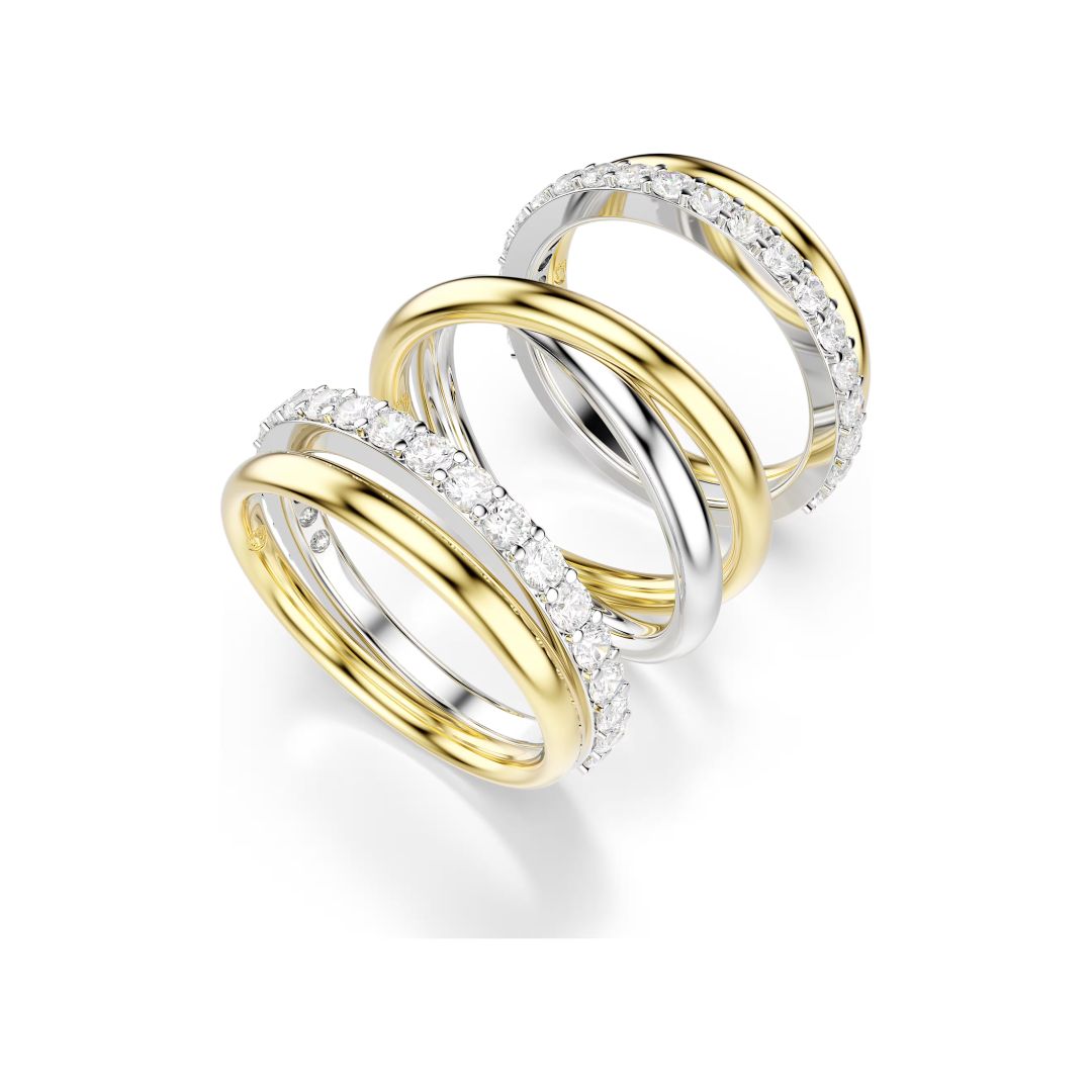 Swarovski Hyperbola sormus, 3 osaa, keltakullattu ja kirkkaat zirkoniat