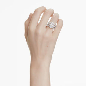 Swarovski Hyperbola sormus, vaalea metalli ja kirkkaat kristallit